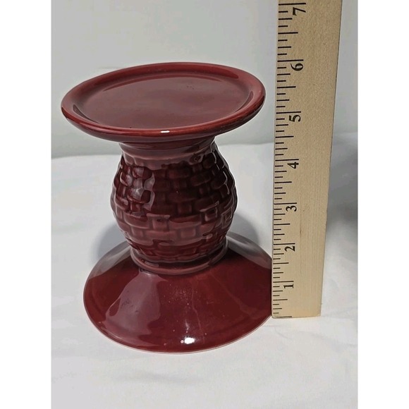 Longaberger Basket Woven Traditions Paprika Pedestal Pillar Candle Holder - Picture 4 of 5